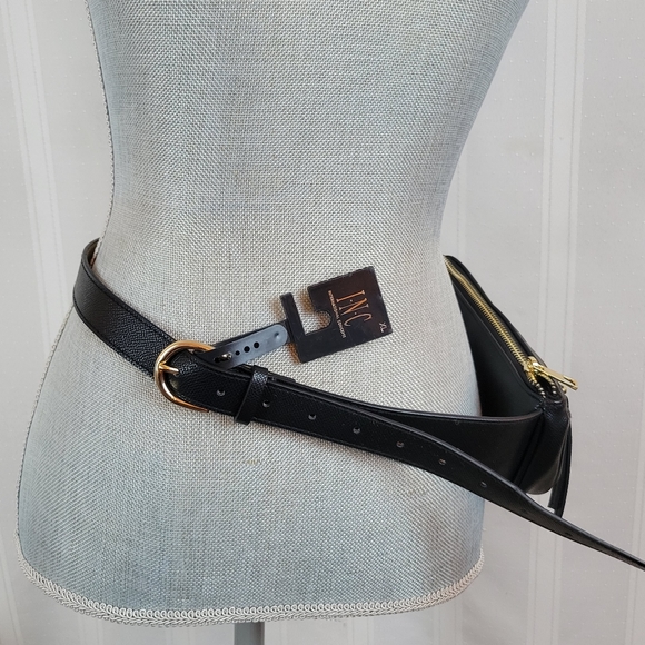 Inc. International Concepts Black Belt Bag with Gold Metal Zipper, XL, NWT - Picture 5 of 5
